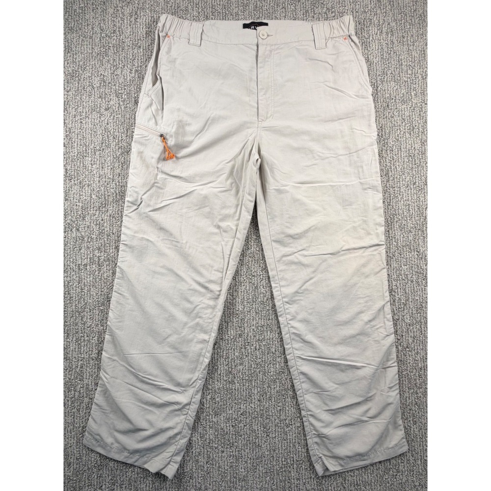 Orvis‎ Hiking Pants Men L 30L 36x30 Tan Nylon Lightweight Outdoor Cargo Trekking